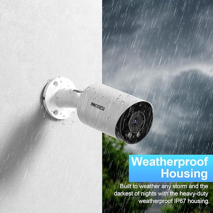 5MP PoE IP Camera, Bullet Security Surveillance Camera Outdoor IP67, Fixed Lens Wide 2.8mm with Wide Angle 110°, Built-in Mic, Human & Vehicle Detection, Night Vision 100ft, INB5GR49E