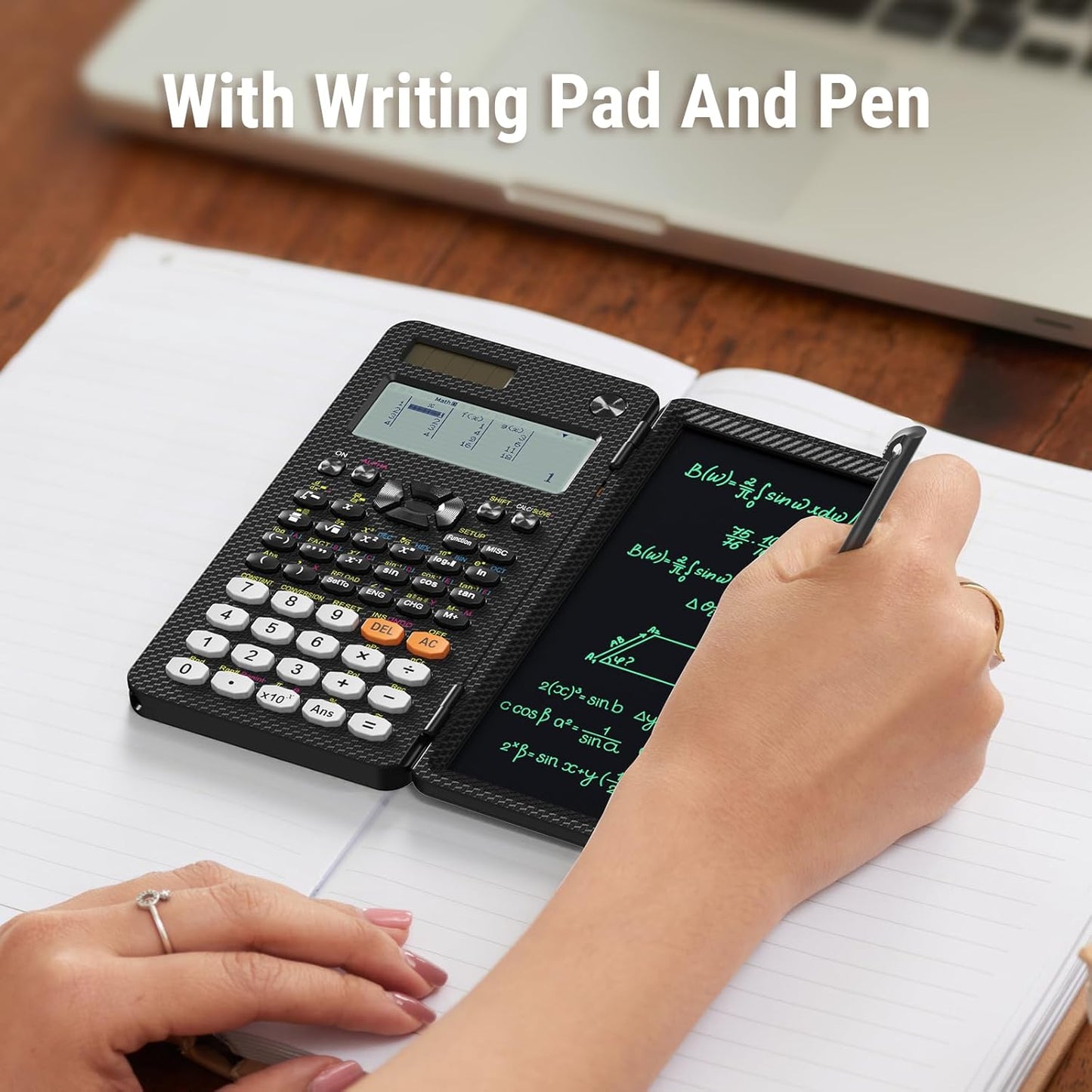 991EX 552 Functions Desktop ROATEE Scientific Calculator Rechargeable & Solar Power, Multiview 6-Line Display with Erasable LCD Writing Tablet for High School College Graduate Student and Researchers