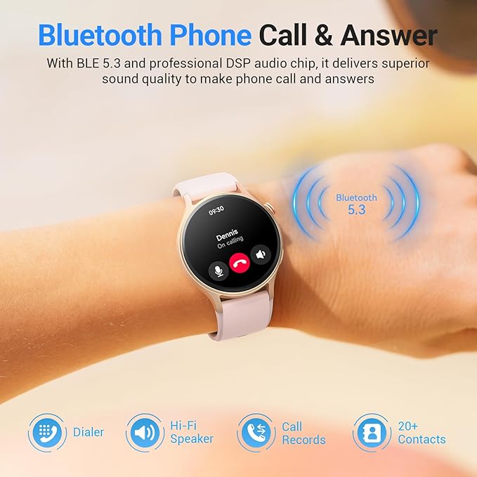 Fitpolo Smart Watch for Women,1.3" AMOLED Touchscreen Fitness Tracker, Make/Answer Calls, Heart Rate SpO2 Monitor, IP68 Waterproof, Sleep & Activity Tracking Smartwatch for Android Phones iPhone
