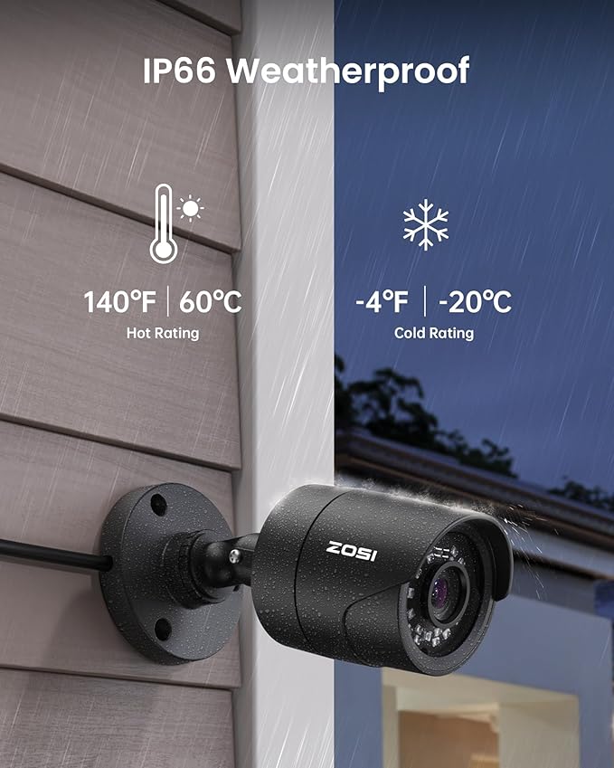 ZOSI 2MP 1080p HD Home Security Camera Outdoor Indoor (Hybrid 4-in-1 HD-CVI/TVI/AHD/960H Analog CVBS), 1920TVL Bullet Camera, 100ft Night Vision, 90° Wide Angle, Weatherproof Surveillance CCTV Camera