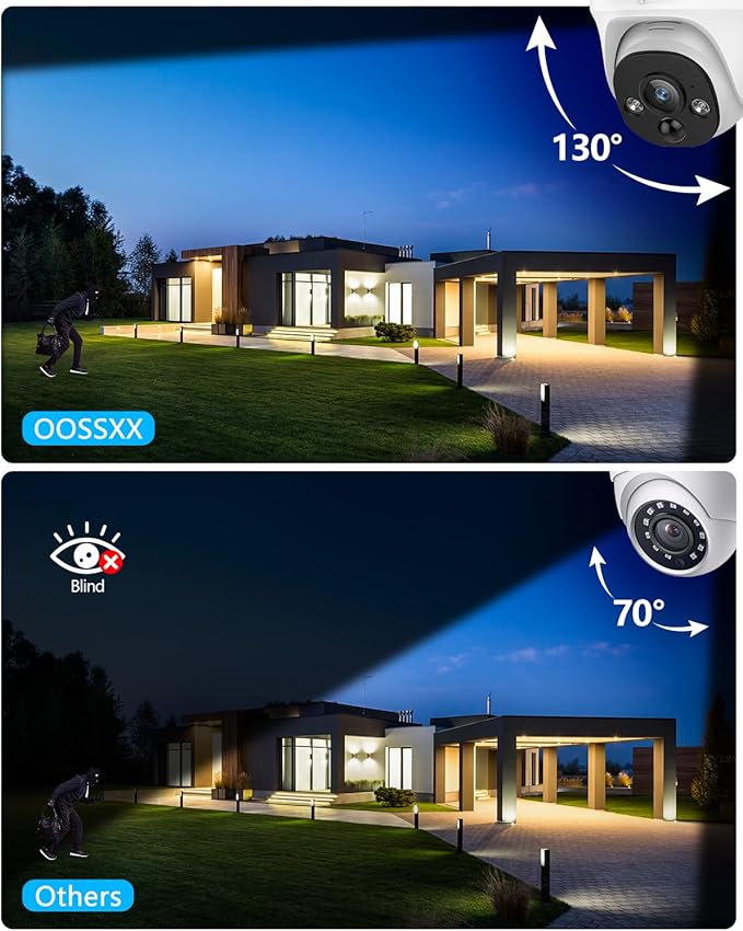 OOSSXX (4K HD & 130° Ultra Wide-Angle) 2-Way Audio 8MP Wired, 6Pcs Dome PoE IP Cameras for Home Security Outdoor Camera System Surveillance Video Indoor, Smart PIR Detection