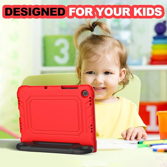 YIHE Kids Case for Samsung Galaxy Tab A11 Plus 2025 & A9 Plus 2023 11 Inch, Shockproof Handle Stand Cover with Built-in Screen Protector, Red&Black