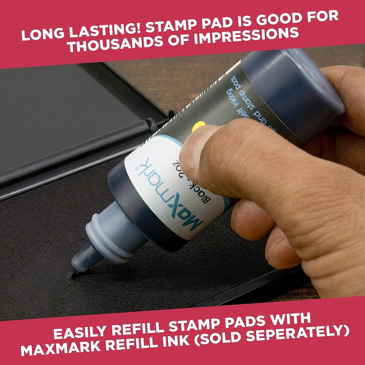 Large Premium Red Ink Stamp Pad - 5" by 7" - Quality Felt Pad - Case with Closing snap