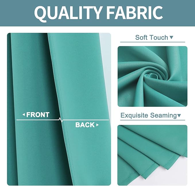 ChrisDowa Room Darkening Curtains 120 Inches Long 2 Panels Set for Living Room, Grommet Thermal Insulated Blackout Curtains for Bedroom (Teal, 52 x 120 Inch)