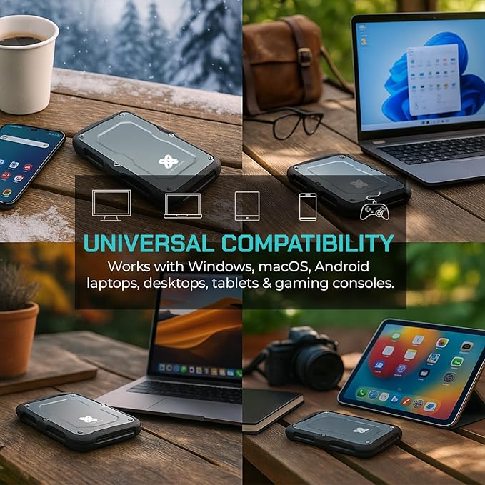 Titanium Micro 2TB External SSD, Titanium One Portable SSD - Up to 550MB/s, USB 3.2 Gen 2 USB-C USBA, Rugged IP66 Water Resistance, Drop Proof, External Solid State Drive Storage for PC Mac Smartphone