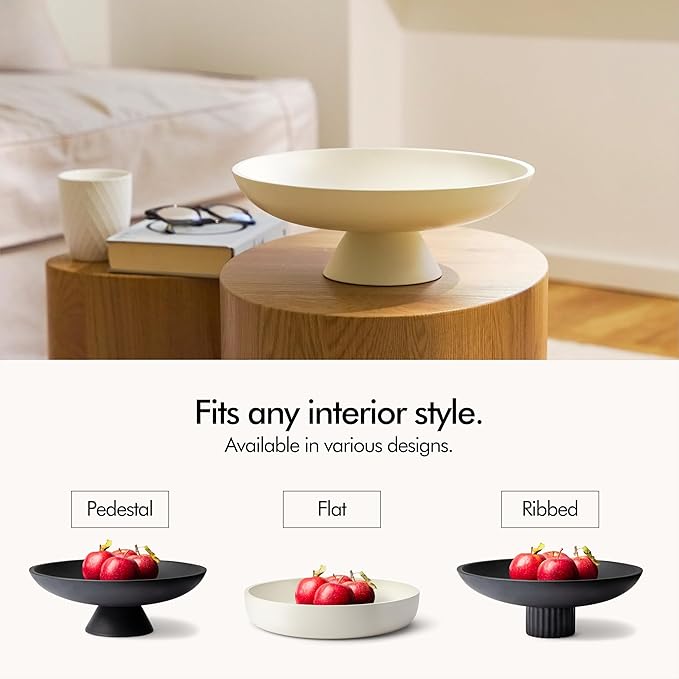 KIVY Concrete Fruit Bowl for Kitchen Counter - Large Decorative Bowl for Home Decor - Modern Fruit Basket for Entryway Table - Concrete Bowl - Decorative Bowls for Home Decor - White Fruit Bowl Decor