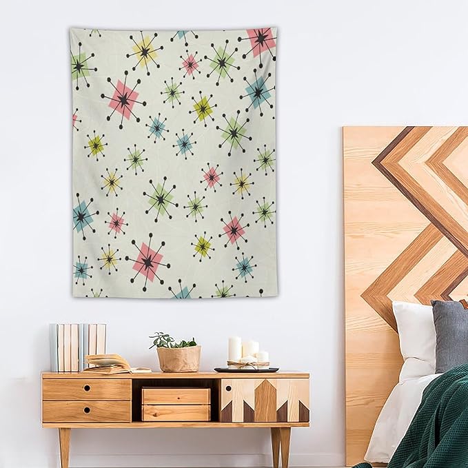 ICMOLYYENLO Abstract Cat Tapestry, Medieval Abstract Atomic Star Cat Vintage Home Wall Hanging Art Tapestry for Bedroom Living Room Dormitory 60x80 Inch