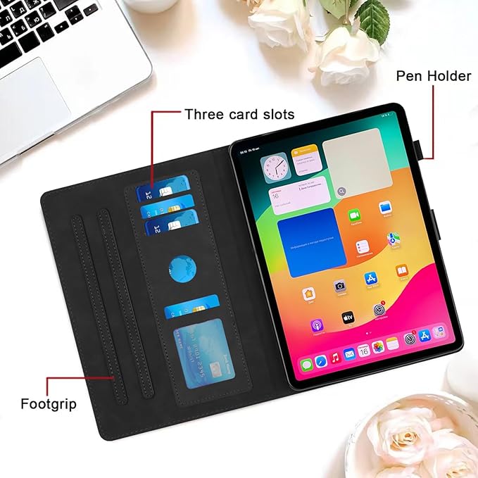 Case for Samsung Galaxy Tab A9 Plus/A9+ 5G 11 Inch 2023 Model (SM-X210/X216/X218), Multi-Angle Viewing Smart Stand with Pocket Auto Wake/Sleep PU Leather Tablet Cases Flip Folio Cover Black