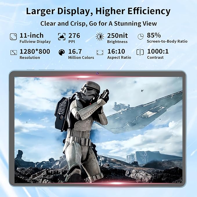 2026 Upgraded Android 15 Tablet, 11 inch Tablets with Keyboard, 24GB+128GB+2TB Expand, Octa-Core, 8000mAh, Gemini AI, 5G/2.4G WiFi, BT5.0, GMS, GPS, 2 in 1 Tablets with Case, Mouse, Stylus(Black)