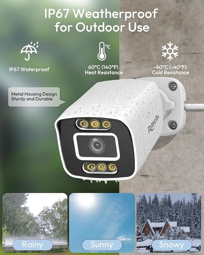 Rraycom [Human Detect 5MP PoE Camera, IP Camera Outdoor, 2 Way Audio, Spotlight&Sound Alarm, Color Night Vision, 120° Viewing Angle, IP67 Waterproof, Remote Access, No Monthly Fee, Work w PoE NVR