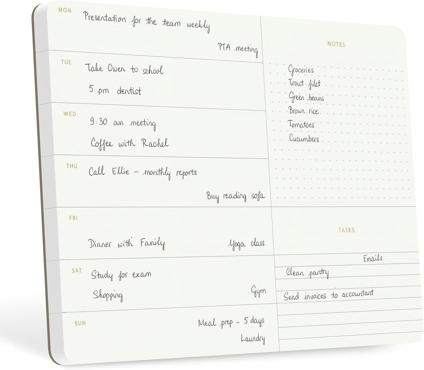 Elegant Weekly Planner Notepad, Undated, 11.22" x 7.87", 52 Sheets (Whole Year), Gold Foil, Tear Off Sheets, Minimalist Work Planner Pad, Weekly To Do List Notepad, Eco-friendly, FSCâ¢ Certified Weekly Desk Planner