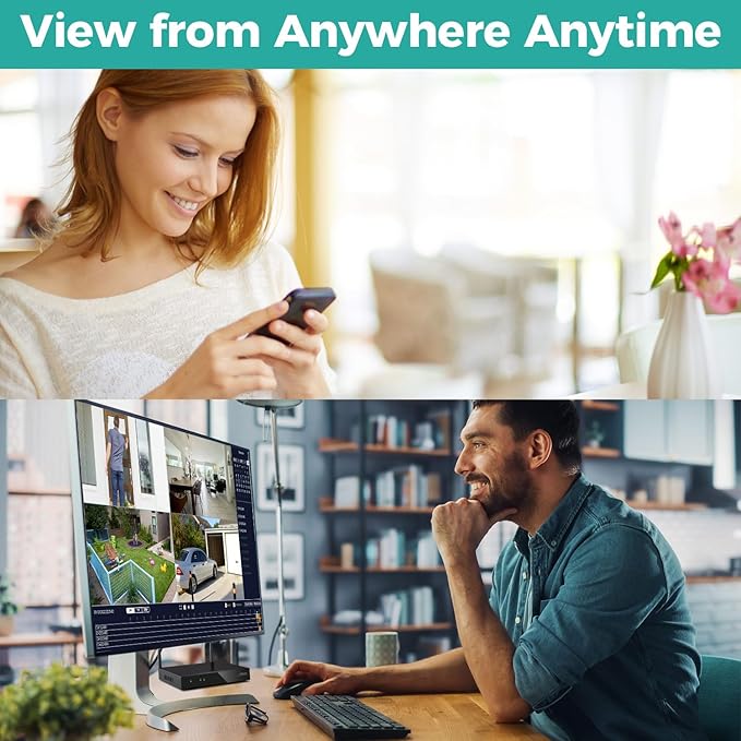 xmartO WiFi 6 Long Range Wire-Free Solar Home Security Camera System Wireless, 4-Set 4MP QHD CCTV Camera Kit with 4K 10CH Expandable WiFi NVR(Suitable for Indoors/Outdoors)