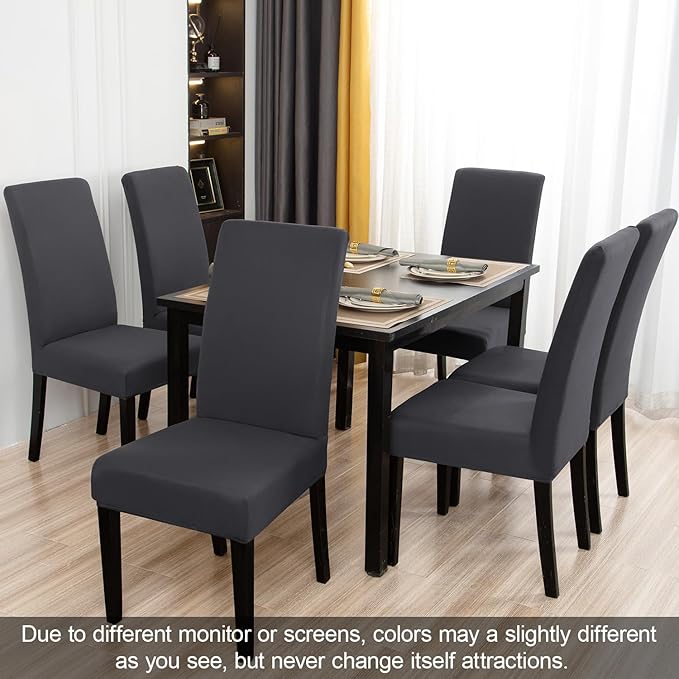 JQinHome Dining Room Chair Covers Set of 12, High Stretch Chair Slipcover Removable Washable Chair Seat Protector Cover for Home Party Hotel Wedding Ceremony (Grey)