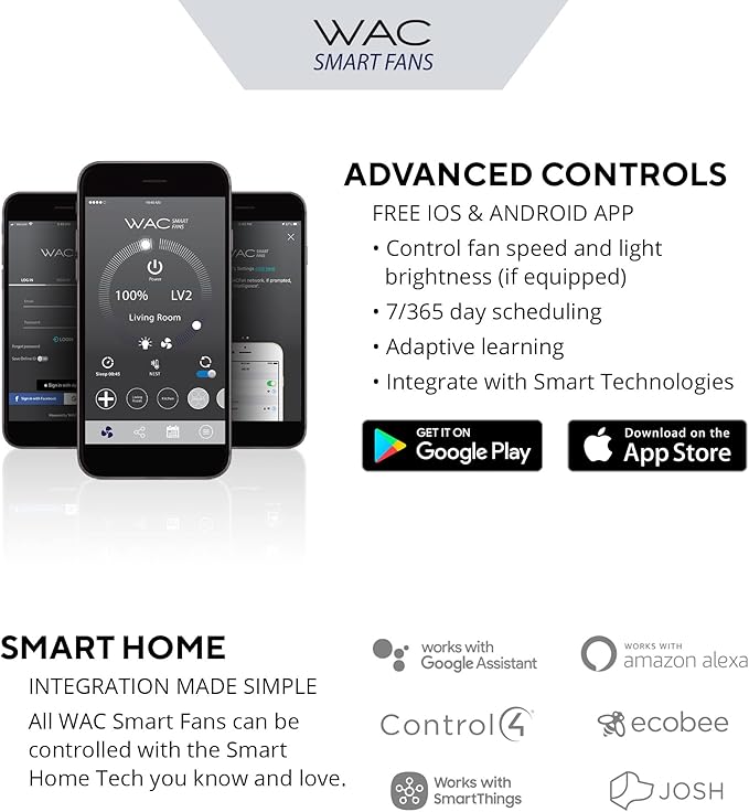 Mocha Indoor/Outdoor 3-Blade Smart Compatible Ceiling Fan 54in Matte White with 3000K LED Light Kit and Remote Control with Wall Cradle. Works with iOS/Android, Alexa, and Google Assistant.