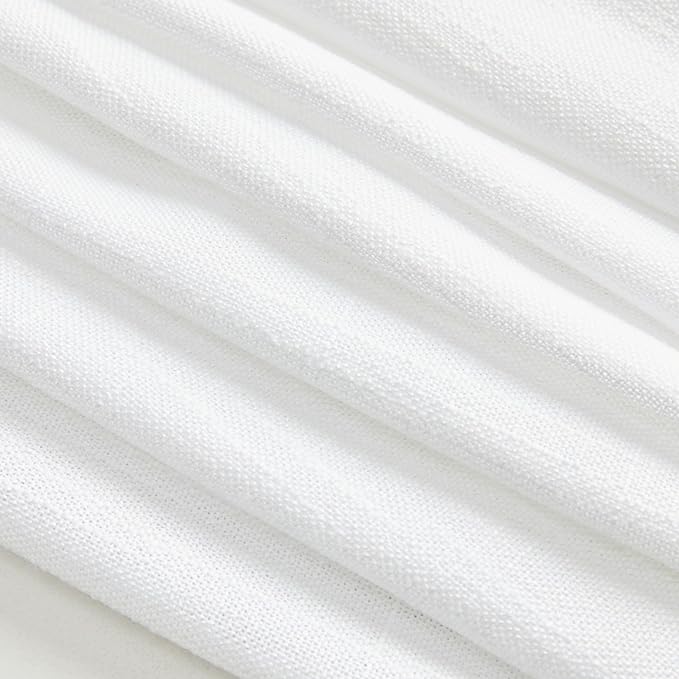 MYSKY HOME Floor to Ceiling Curtains 108 Inches White Sheer Window Drapes 2 Panel Sets Back Tab Draperies Linen Look Boho Fabric, Soft Cotton Blend Light Filtering for Living Room