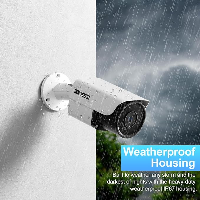 4MP PoE Camera, Wired IP Bullet Security Surveillance Camera Waterproof IP67, Night Vision 100ft, 2.8mm Lens Wide Angle 110°, Built-in Mic, AI Human Vehicle Detection, INB4FR37E(White)