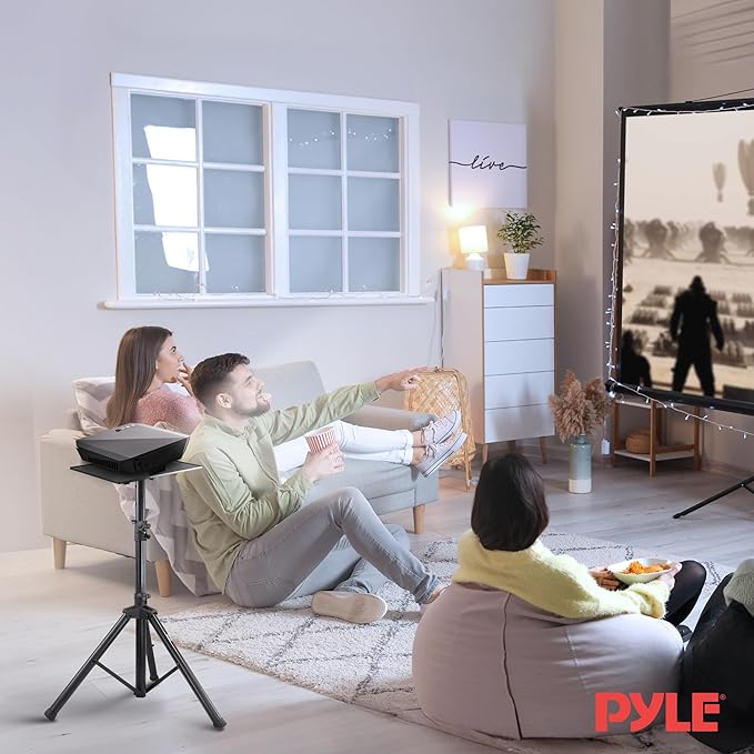 Pyle Universal Laptop Projector Tripod Stand - Adjustable Computer, DJ Equipment Holder Mount with 14'' x 11'' Plate, Height Adjustable 22 to 35 Inches - Portable for Stage, Studio,Home,and Office Use