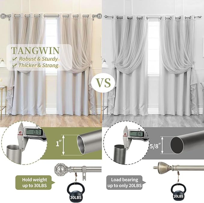 Silver Adjustable Curtain Rods for Windows:36-88 Inch Farmhouse Heavy Duty Curtain Rod for Bedroom Living Room,Boho Decorative Rustic Drapery Rods with Vintage Coastal Finial,Antique Silver
