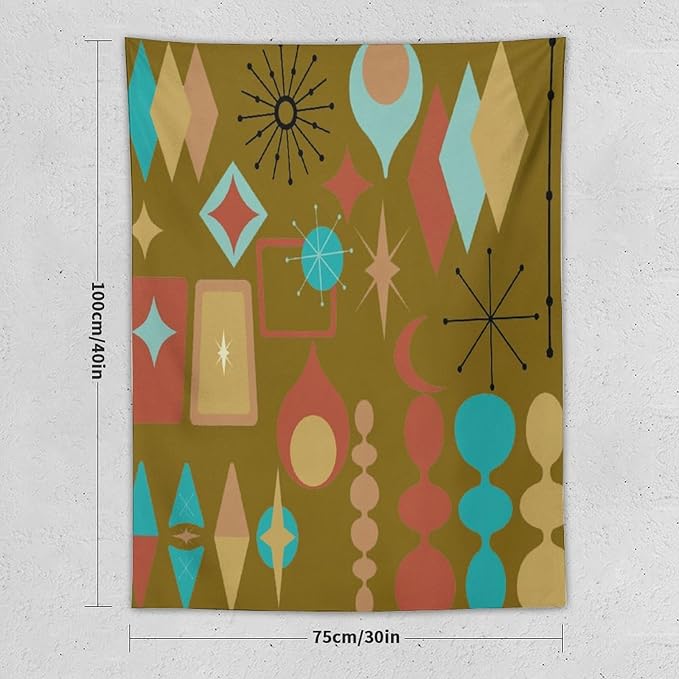 ICMOLYYENLO Boho Medieval Cat Tapestry, Abstract Atomic Starburst Geometric Aesthetic Art Wall Hanging For Bedroom Living Room Dormitory 40x60 Inches