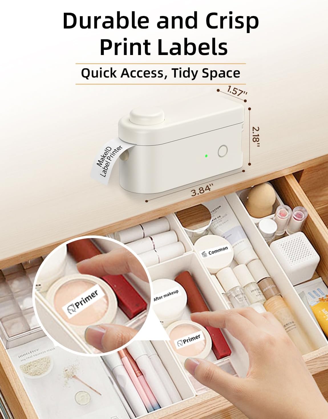 Makeid L1 Label Maker Machine with Tape - Portable & Rechargeable Label Makers Compatible with 9 12 16mm Waterproof Tape - Mini Bluetooth Labeler for Organizing Home Office School