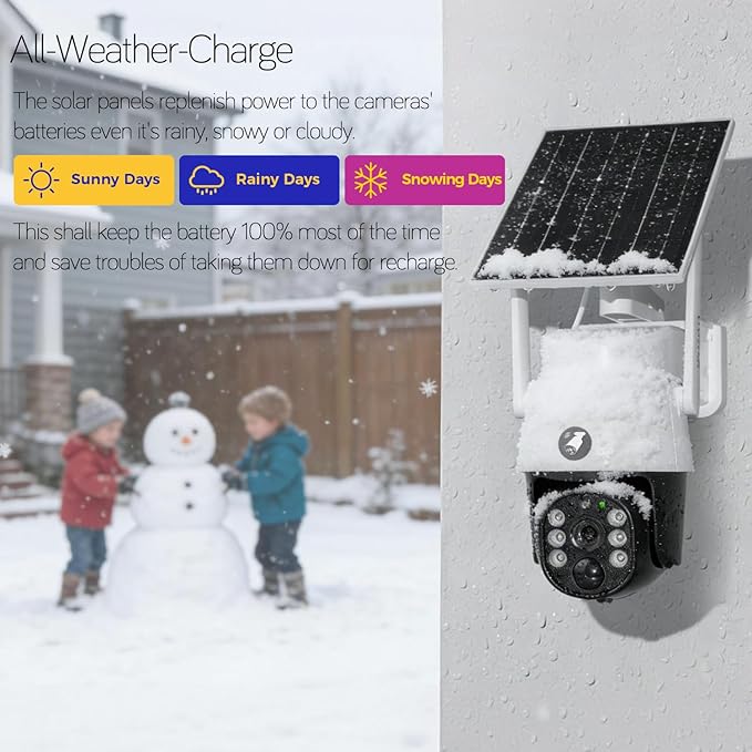 xmartO 4MP QHD Wireless PTZ Solar Security Camera Outdoor/Indoor for Homes, WiFi 6 5G Dual Band, Wire-Free Easy Installation, No Monthly Fee (Wall/Ceiling/Corner/Tree/Pole Mount, SDK4034 4-Pack)