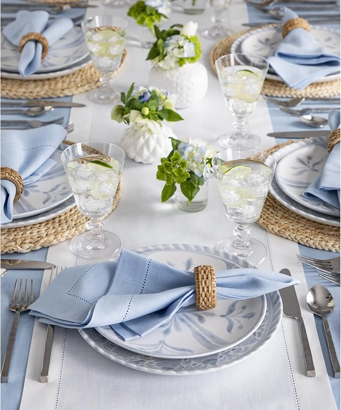 Solino Home Linen White Table Runner 108 Inches Long - 100% Pure Linen 14 x 108 Inch Table Runner for Fall, Autumn, Halloween, Thanksgiving - Classic Hemstitch