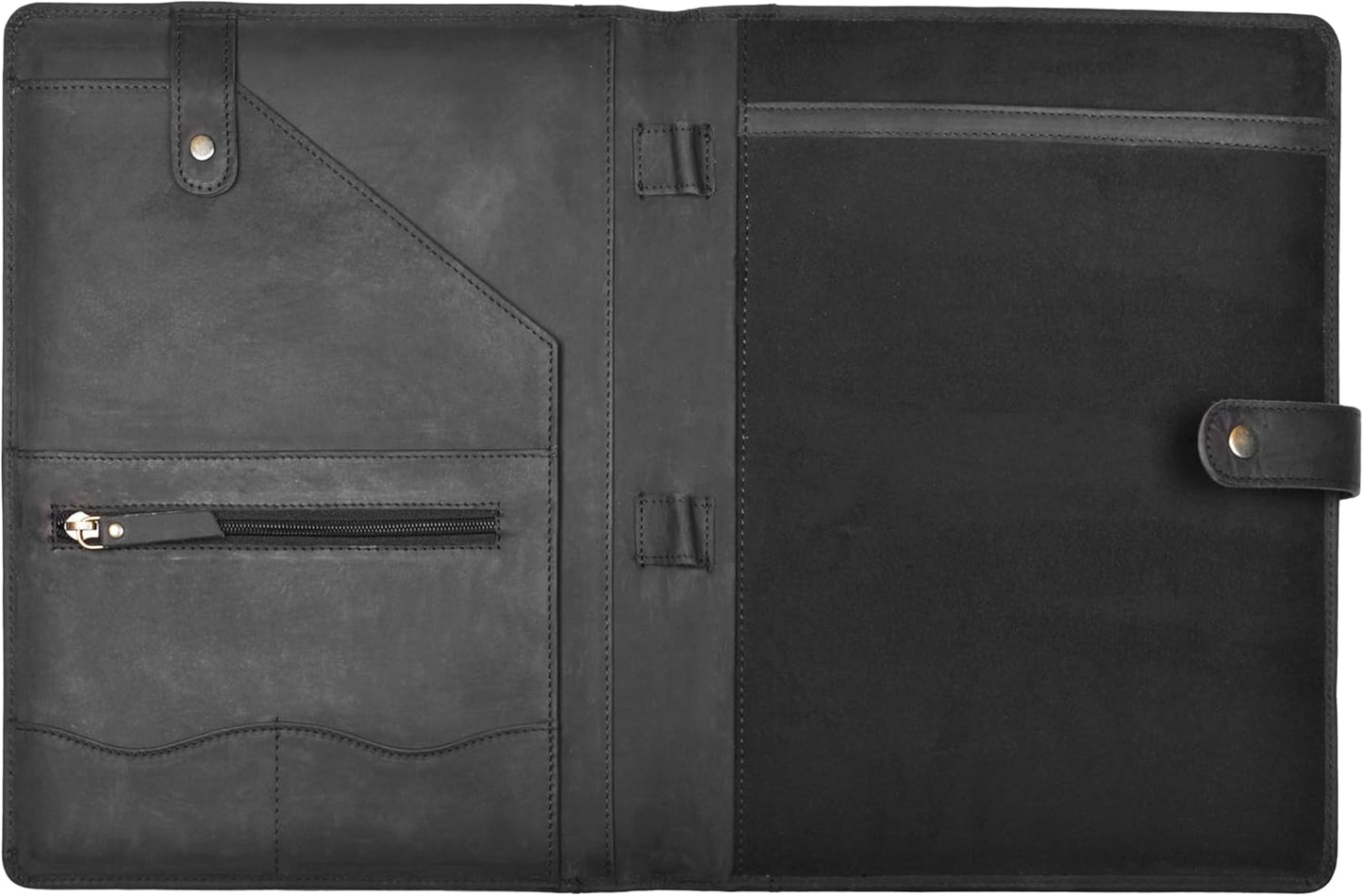 Genuine Leather Portfolio â Sleek Black Professional Organizer & Resume Folder, Antique Leather Business Document Padfolio with Writing Pad, Ideal Gift for Men & Women
