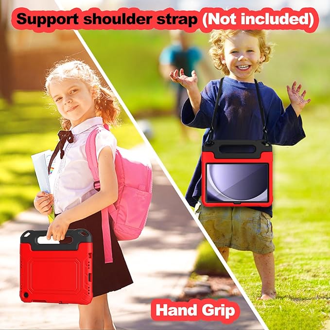 YIHE Kids Case for Samsung Galaxy Tab A11 Plus 2025 & A9 Plus 2023 11 Inch, Shockproof Handle Stand Cover with Built-in Screen Protector, Red&Black
