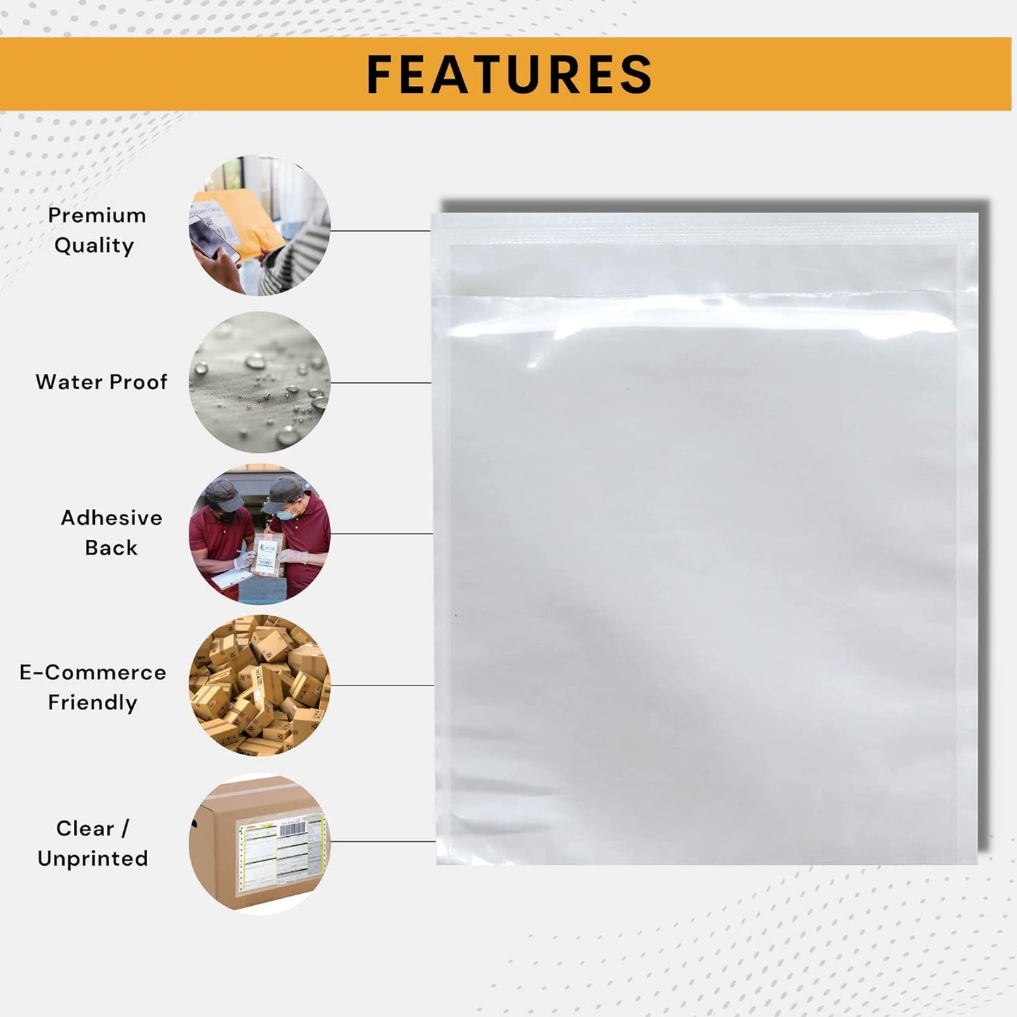 500 Pack 6"x10" Shipping Label Sleeves – Clear Self-Adhesive Packing Slip Pouches, Waterproof Packing List Envelopes – Ideal for Shipping Documents, Mailing Labels, Invoices & Packing Slips