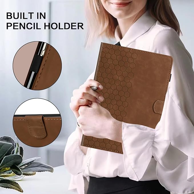 Case for Samsung Galaxy Tab S10 Lite/S10 Fe/S9 Fe 10.9" /S9 11" Tab Cases Multi-Angle Viewing Smart Stand with Pocket Auto Wake/Sleep PU Leather Tablet Flip Folio Cover Brown