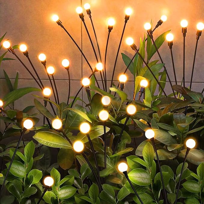 Solar Garden Lights Outdoor, 10 Pack 60LED Waterproof Solar Powered Lights for Yard Pathway Patio, Swaying Lawn Decor as Gardening Gifts for Women Holiday