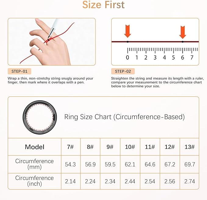 Fit Ring, Smart Health Rings for Women Men with Heart Rate,Blood Oxygen,HRV,Stress Level, Sleep Monitor, Step Tracker, No Subscription Fee, IP68 Waterproof Smart Ring for iphone &Android (Black, 9#)