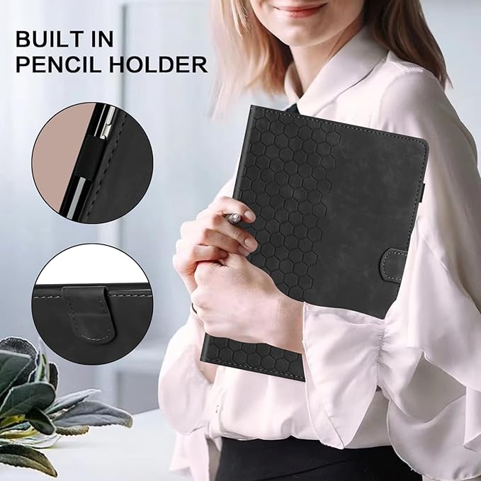 Case for Samsung Galaxy Tab S10 Lite/S10 Fe/S9 Fe 10.9" /S9 11" Tab Cases Multi-Angle Viewing Smart Stand with Pocket Auto Wake/Sleep PU Leather Tablet Flip Folio Cover Black