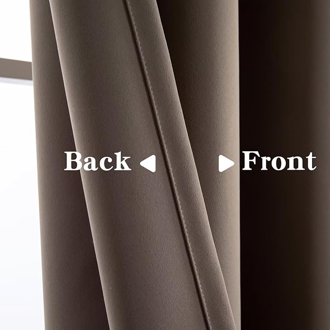 Blackout Curtains 72 Inch Length for Bedroom, Thermal Insulated Blackout Curtains 2 Panels Set, Solid Grommet Privacy Room Darkening Drapes for Living Room Windows(W52 x L72, Khaki)