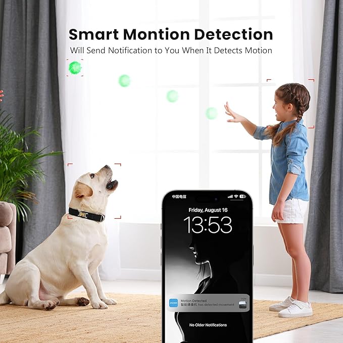 Indoor Security Camera with 360 Monitor, Home Cameras with 2-Way Audio, Night Vision, Motion Detection, Phone App, Cloud & SD Card Storage, Work with Alexa/Google, 2.4GHz WiFi and Bluetooth, 4 Pack