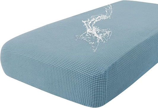 hyha Waterproof Couch Cushion Covers for Pets, Non Slip Sofa Seat Cover for Dogs Washable, Soft Thick Stretch Jacquard Fabric, Sofa Slipcovers with Elastic Bottom (1 Piece for Large, Lake Blue)