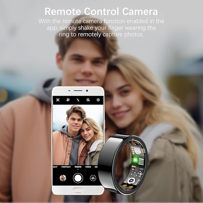 Health Tracker Ring, Smart Health Ring for Women Men with Heart Rate, Blood Oxygen, Sleep Monitor, Steps,Calories, No Subscription Fee, IP68 Waterproof Smart Ring for iPhone & Android (Black, 9#)