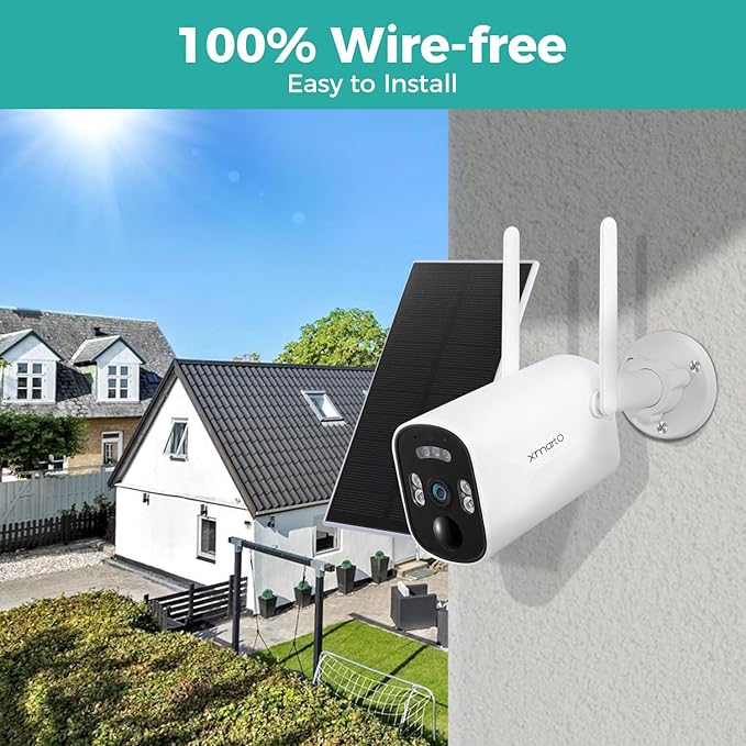 xmartO WiFi 6 Long Range Wire-Free Solar Home Security Camera System Wireless, 8-Set 4MP QHD CCTV Camera Kit with 4K 10CH Expandable WiFi NVR (Suitable for Indoors/Outdoors)