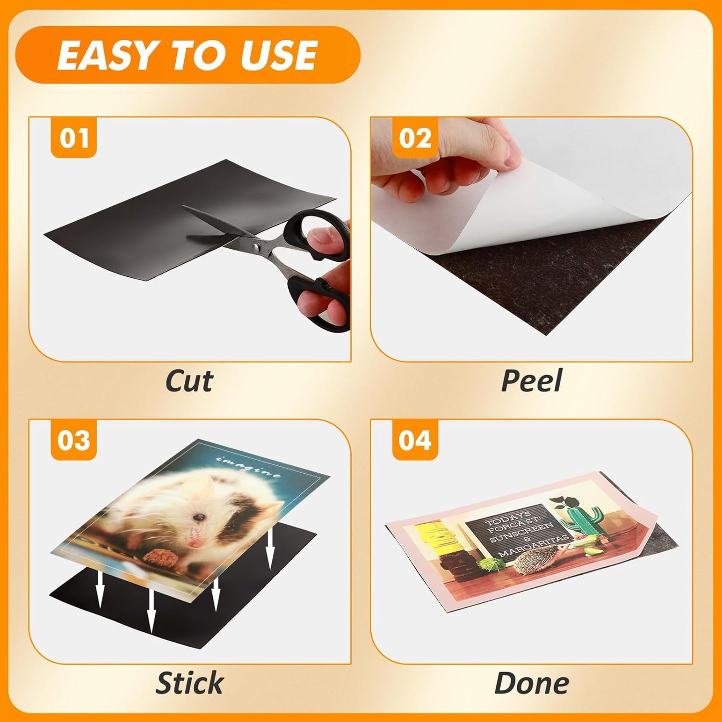 Magnetic Sheets with Adhesive Backing 8 x 10 Inch, 50 Packs Flexible Magnetic Adhesive Sheets, Magnetic Contact Paper, Adhesive Magnetic Sheets for Dies Storage, Photos, School, Home, Office