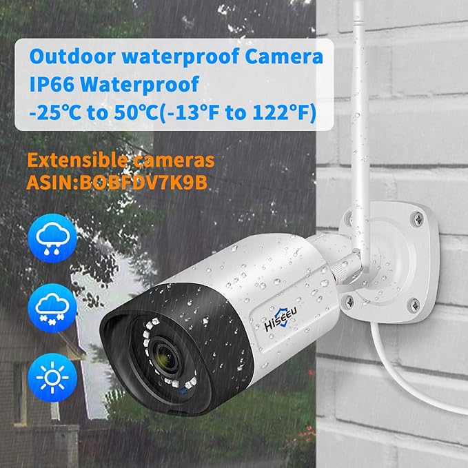 Hiseeu WiFi Security Camera System,【5MP Spotlight, 3TB Hard Drive】 Power Cord Cameras,Extenable 16CH, Outdoor IP66 Waterproof,Color Night Vision, Motion Alert,24/7 Time Record,Two Way Audio