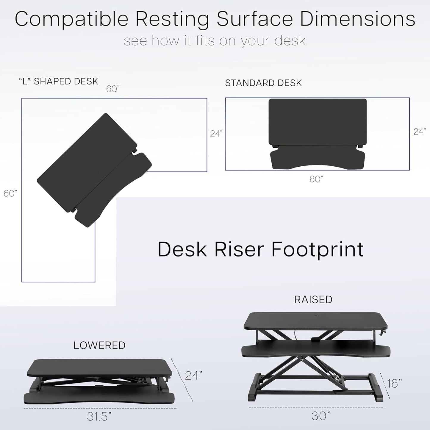 VIVO 32 inch Desk Converter, K Series, Height Adjustable Sit to Stand Riser, Dual Monitor and Laptop Workstation with Wide Keyboard Tray, Reclaimed Wood Top, Black Frame, DESK-V000KP