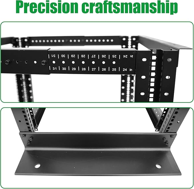 4-Post 15U Open Frame Server Rack for 19" IT Network Equipment & A/V Devices，22"-34" Adjustable Depth，Heavy Duty Free Standing Rack for Servers & AV Gear 4POST-N15U