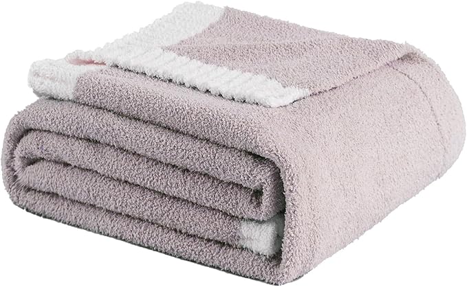 Soft Fuzzy Throw Blanket - Light Grey Cozy Warm Knit Fluffy Plush, Lightweight & Breathable, Throw for Bed, Chair, Sofa, Couch, Outdoor, 50"X60", Oeko-TEX Certified