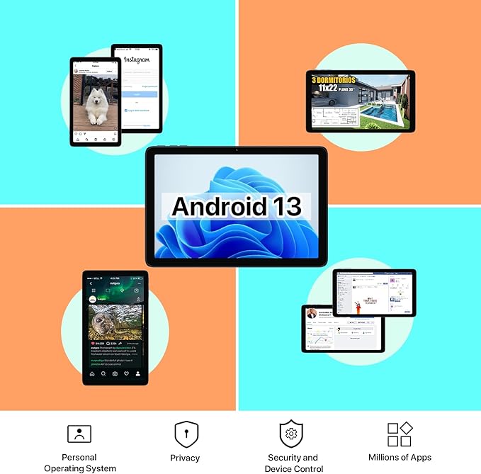 UMIDIGI Android 13 Tablets 2023, G2 Tab 8(4+4) GB+64GB up to 1TB, 10.1-inch Tablet 8MP+8MP Dual Camera, WiFi 6 Bluetooth 5.0 6000mAh Split Screen Android Tablet