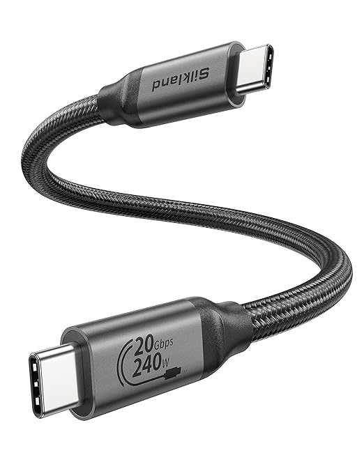 Silkland USB C 3.2 Gen 2x2 Cable, 20Gbps USB C High Speed Data Transfer, 5K/4K 60Hz USBC Monitor Cord, 240W PD Fast Charging, Type C 3.1 Cable Compatible for SSD, Hub, Dock, eGPU, 1.6FT