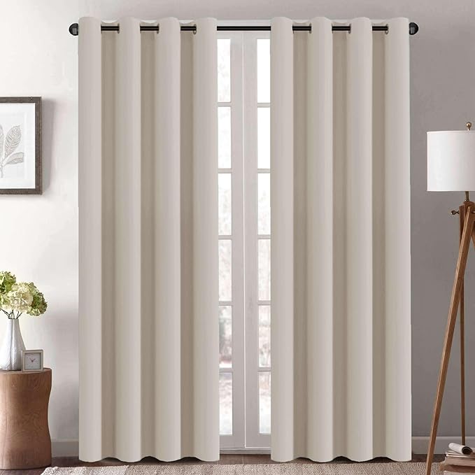 H.VERSAILTEX Thermal Insulated Blackout Window Panels Microfiber Formaldehyde-Free Kids Curtains for Holiday Season Home Decoration,Grommet Top,52 by 96 - Inch - Natural - Set of 2