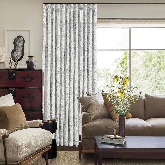 Pinch Pleated Vintage Floral Curtains - Room Darkening Drapes for Bedroom Living Room.2 Panels,150 Inches Wide 82 Inches Long