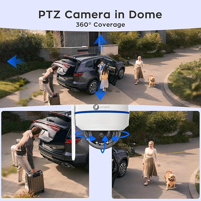 xmartO [4K AI Tracking Ceiling CAM] 4K 8MP UHD Metal Dome PTZ Wireless Security Camera with Automatic-Follow, 2-Way Audio and Night Vision (Add on to NVR or Use Standalone, DPK8034)