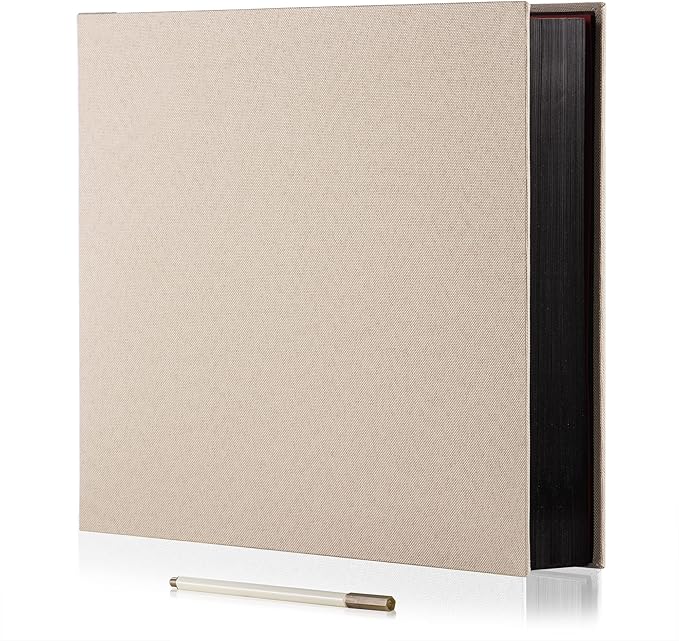 Photo Album Self Adhesive Scrapbook 3x5 4x6 5x7 6x8 Magnetic Album DIY Scrap Book 11x10.6 Inch 40 Black Sticky Pages Linen Cover Beige DIY Photo Album