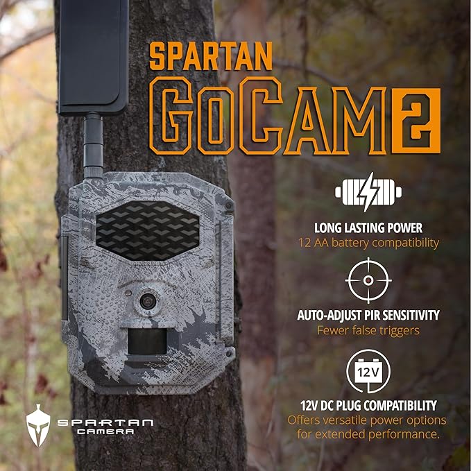 Spartan Camera GoCam2 Cellular-2 Pack, APP Control Trail Camera, 4G LTE, 1080P Video, FHD Photos, No Glow, Night Vision, Motion Activated, IP65 Water Resistant (Spartan Areus, Multi-Carrier)